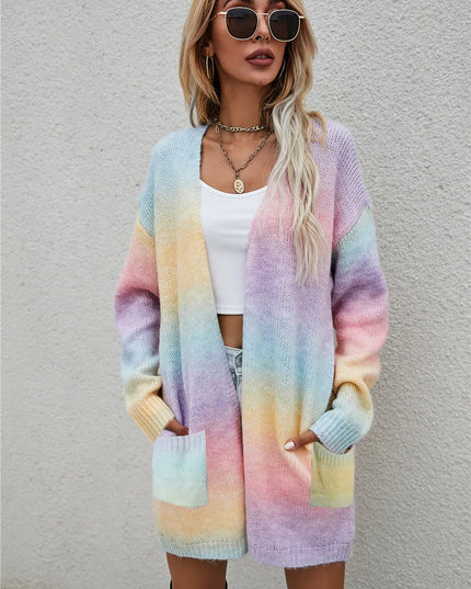 Angel Wings Full Size Pocketed Open Front Gradient Cardigan Blush Pink