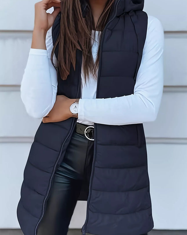 Zip Up Hooded Winter Coat Navy Blue