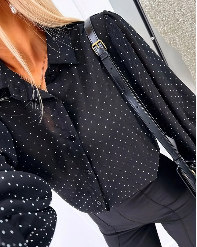 Polka Dot Oversized Button-Up Shirt