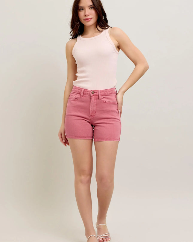 Judy Blue Pink Back Pkt Embroidery Shorts