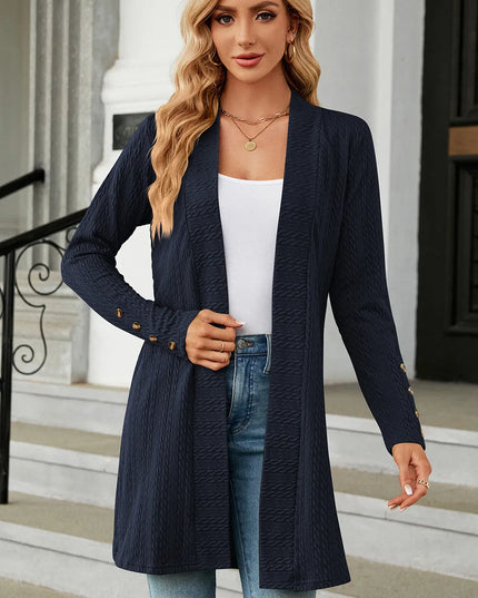Open Front Long Sleeve Cardigan Dark Blue