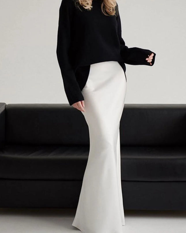 High-Waisted Maxi Skirt White