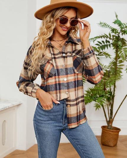 Button Down Collared Plaid Shacket