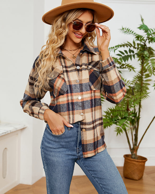 Button Down Collared Plaid Shacket