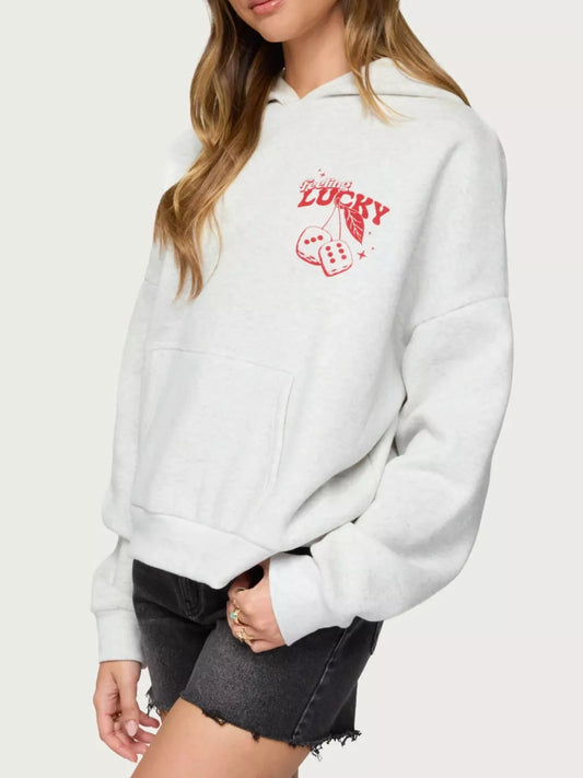 Drop Shoulder Graphic Hoodie with Kangaroo Pocket