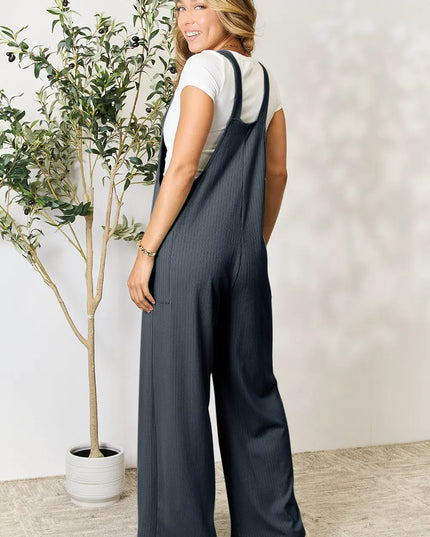 Double Take Full Size Wide Strap Overall with Pockets