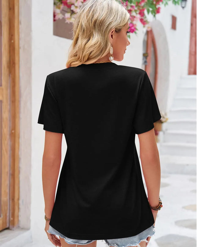 Double Take Ruched V-Neck Short Sleeve T-Shirt