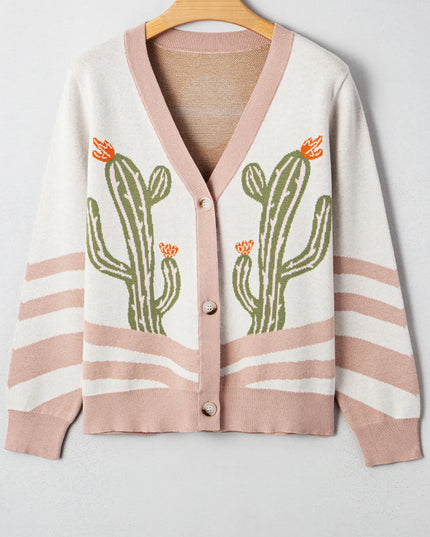 Desert Cactus Buttoned Front Sweater Cardigan