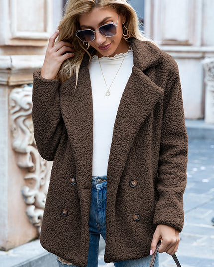 Ivy Lane Full Size Lapel Collar Sherpa Coat