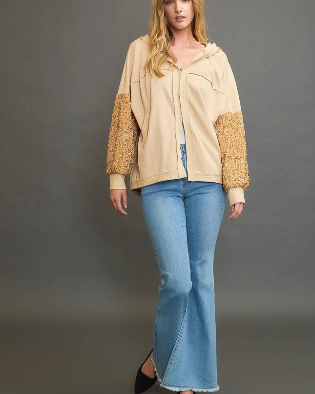 Umgee Sequined French Terry Jacket