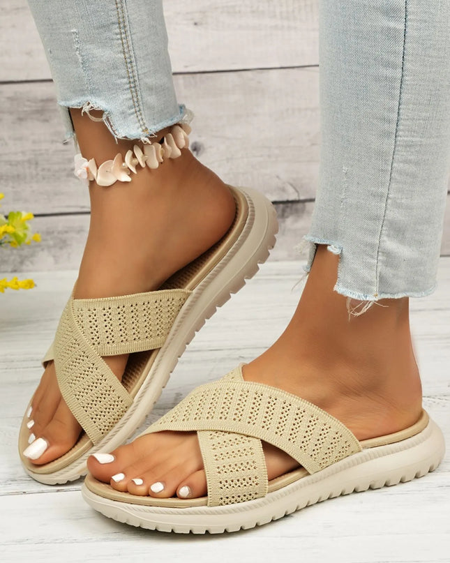Cross-Strap Platform Sandals