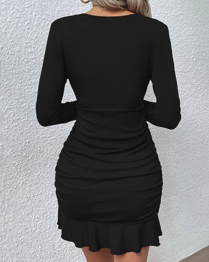 Ruffled Hem Long Sleeve Dress