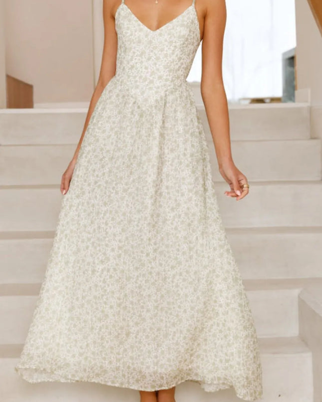 Bow Back Printed V-Neck Cami Dress