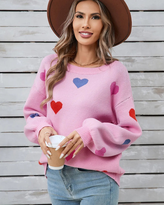 Angel Wings Heart Round Neck Long Sleeve Sweater