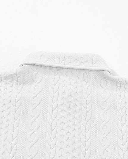 Cable Texture Puff Sleeve Loose Shacket