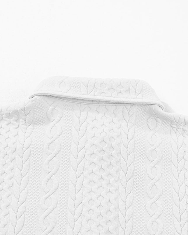 Cable Texture Puff Sleeve Loose Shacket