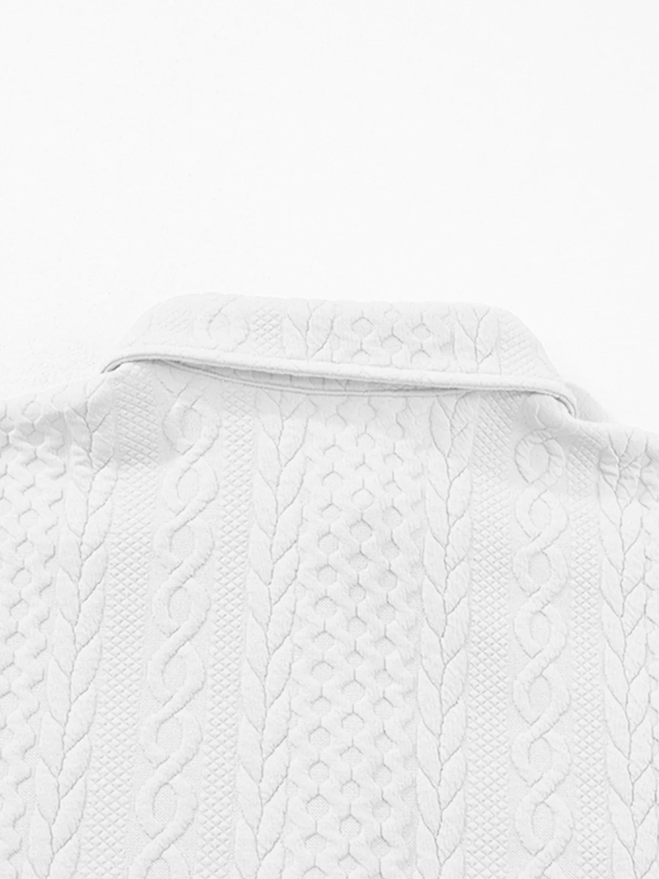 Cable Texture Puff Sleeve Loose Shacket