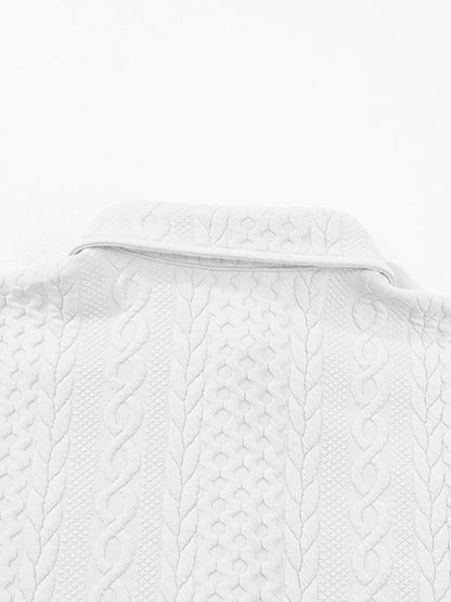 Cable Texture Puff Sleeve Loose Shacket