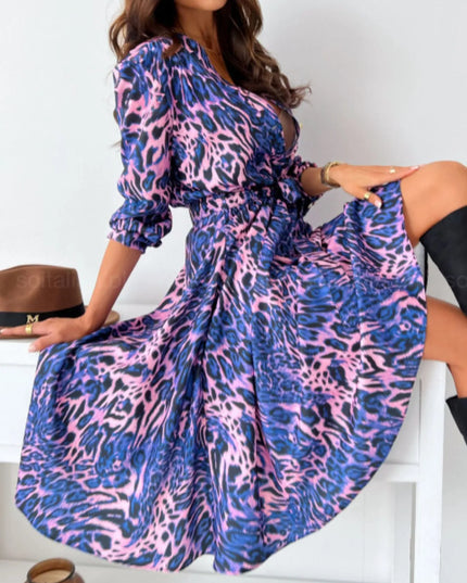 Printed Tie Waist Midi Dress 
