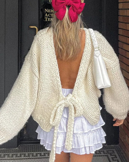 Tied Drop Shoulder Cardigan