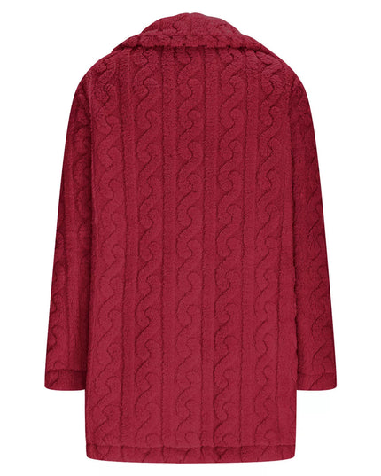 Double-Breasted Fleece Longline Coat