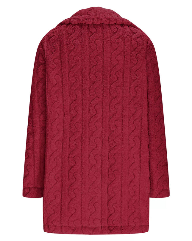 Double-Breasted Fleece Longline Coat