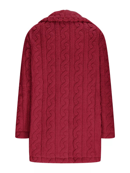 Double-Breasted Fleece Longline Coat