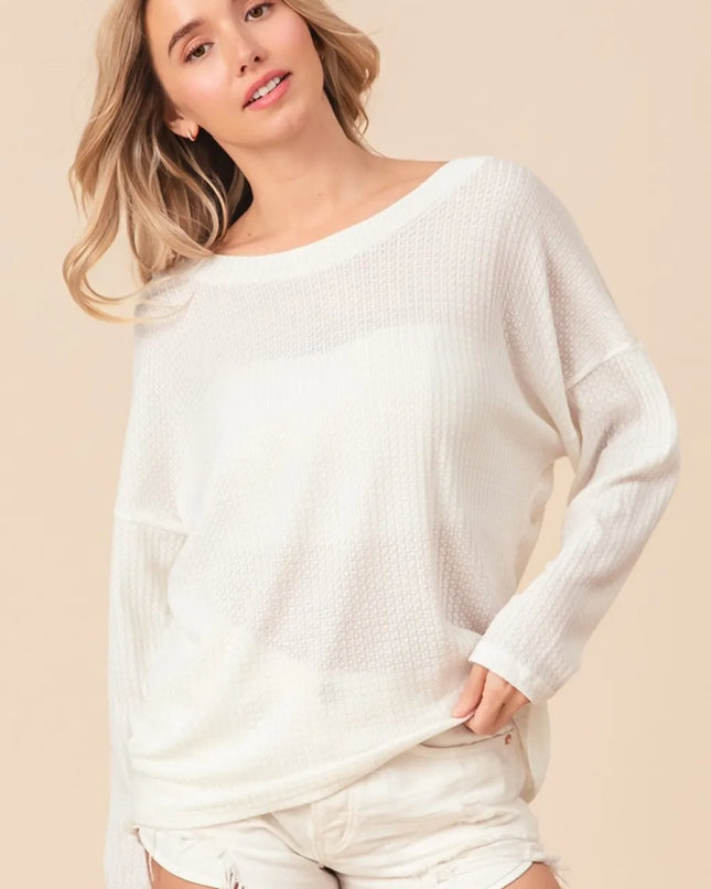 BiBi Waffled Backless Drawstring T-Shirt