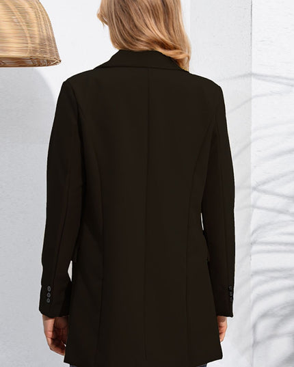 Lapel Neck Long Sleeve Blazer with Pockets