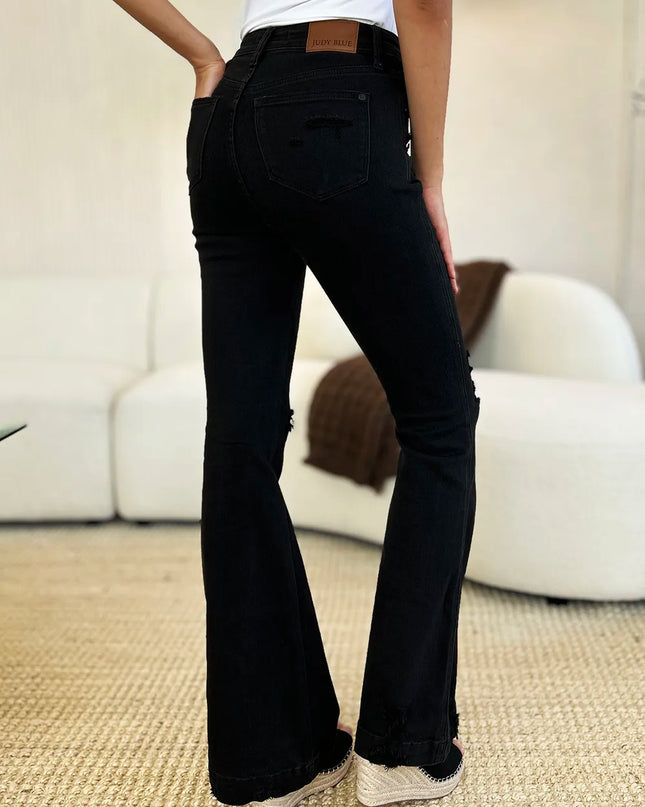 Judy Blue Full Size High Waist Distressed Flare Jeans