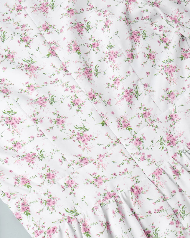 Floral Print Balloon Sleeve Dress