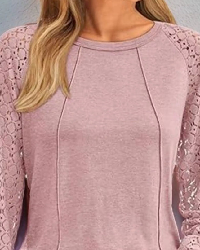 Round Neck Lace Sleeve Blouse