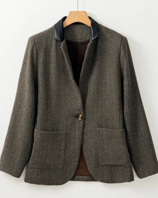 Pocketed Buttoned Long Sleeve Blazer