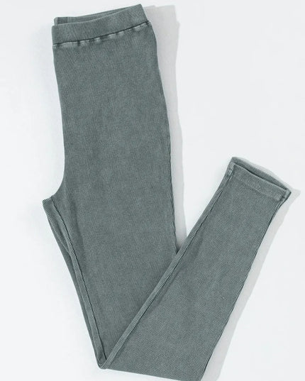 Ribbed Elastic Waist Leggings