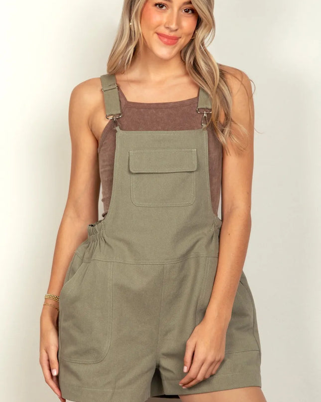 VERY J Adjustable Suspender Overalls with Pockets