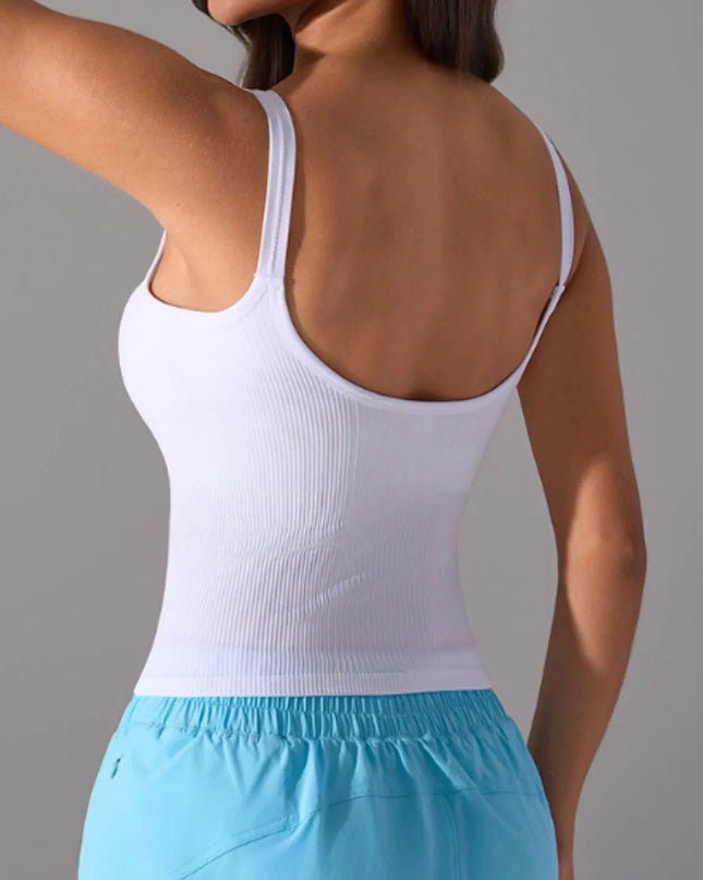 Scoop Neck Active Tank with Detachable Chest Pads