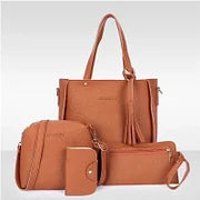 Women's Medium Pu Leather Solid Color Vintage Style Classic Style Bucket Zipper Bag Sets Brown