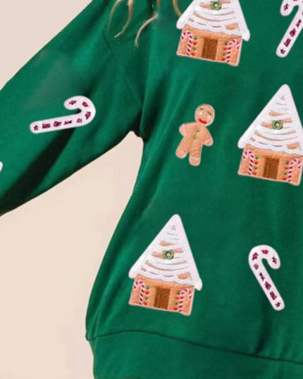 Christmas Gingerbread House Sequin Sweatshirt