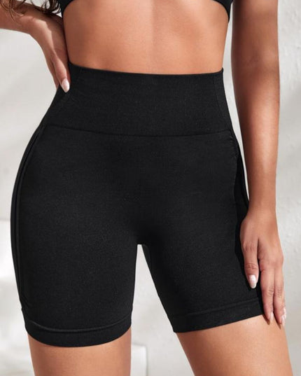 Slim Fit High Waistband Active Shorts Black