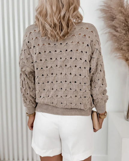 Textured V-Neck Long Sleeve Cardigan