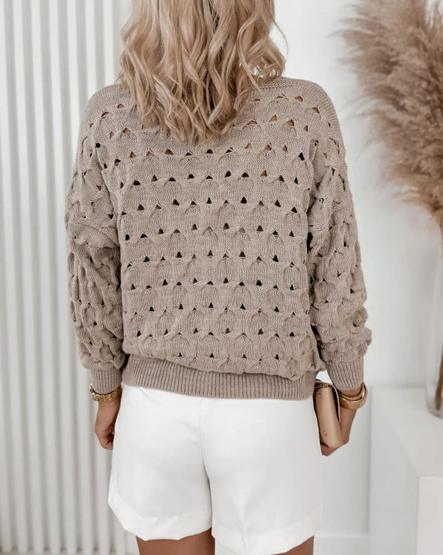 Textured V-Neck Long Sleeve Cardigan