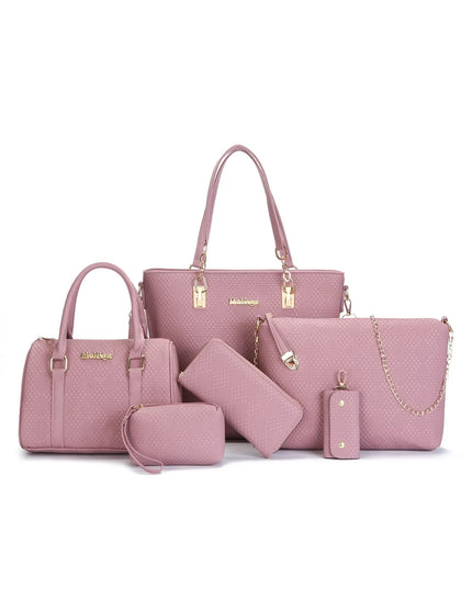 6-Piece Leather Textured Bag Set 