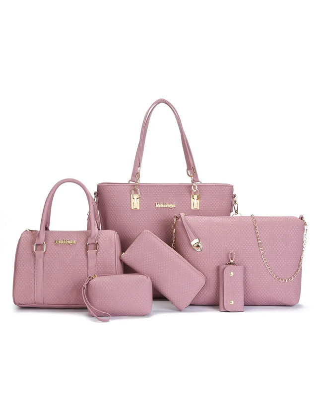 6-Piece Leather Textured Bag Set 