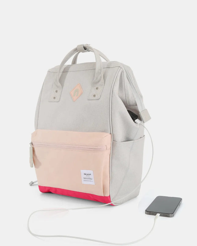 Himawari Contrast Waterproof Backpack Bag with External USB Port