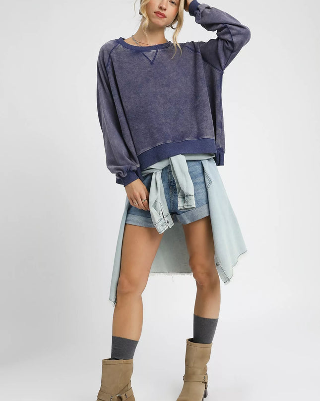 Umgee Mineral Wash French Terry Sweatshirt