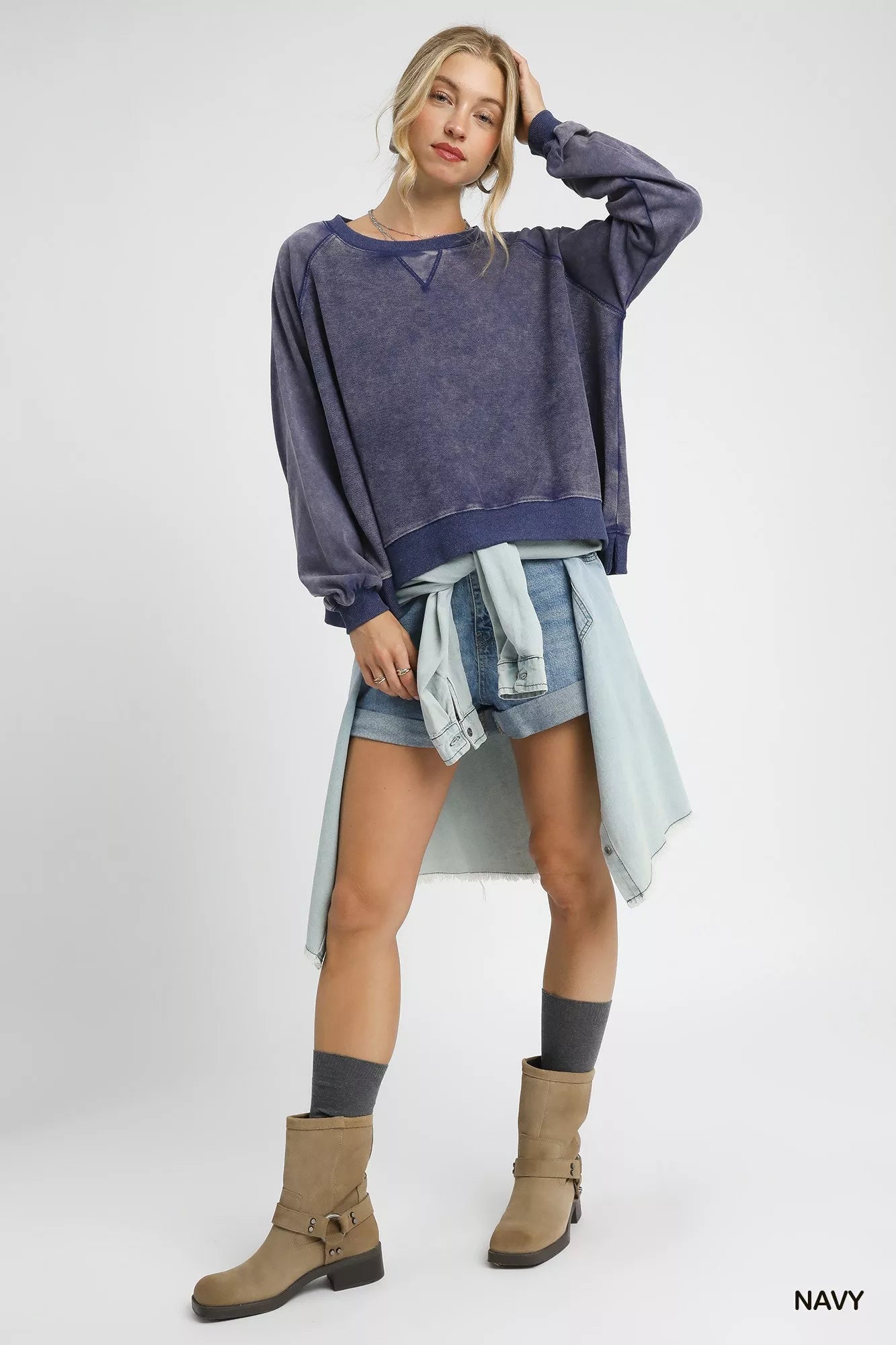 Umgee Mineral Wash French Terry Sweatshirt