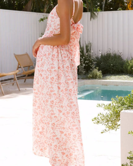 Bow Back Printed V-Neck Cami Dress