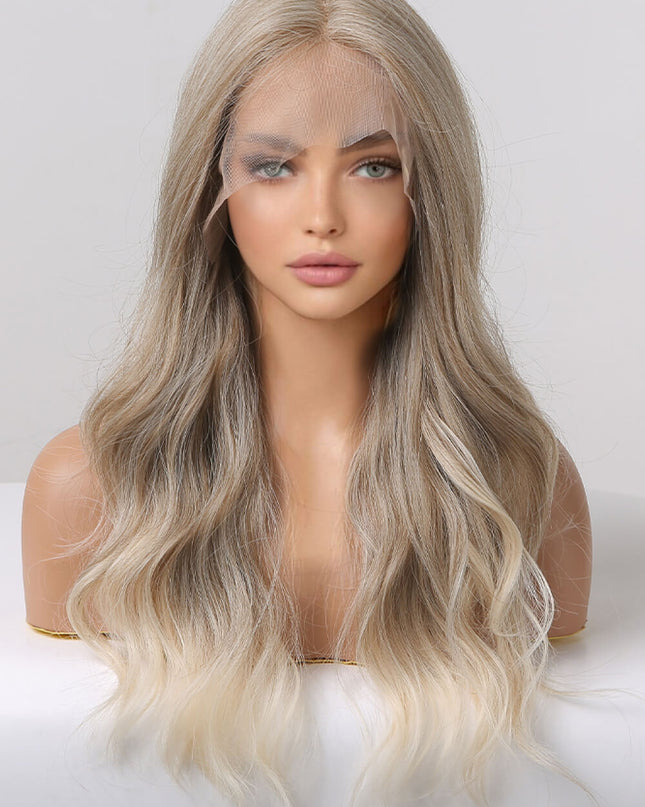 13*2" Lace Front Wigs Synthetic Long Wave 24" 150% Density in Medium Blonde Highlights Medium Blonde Highlights One Size