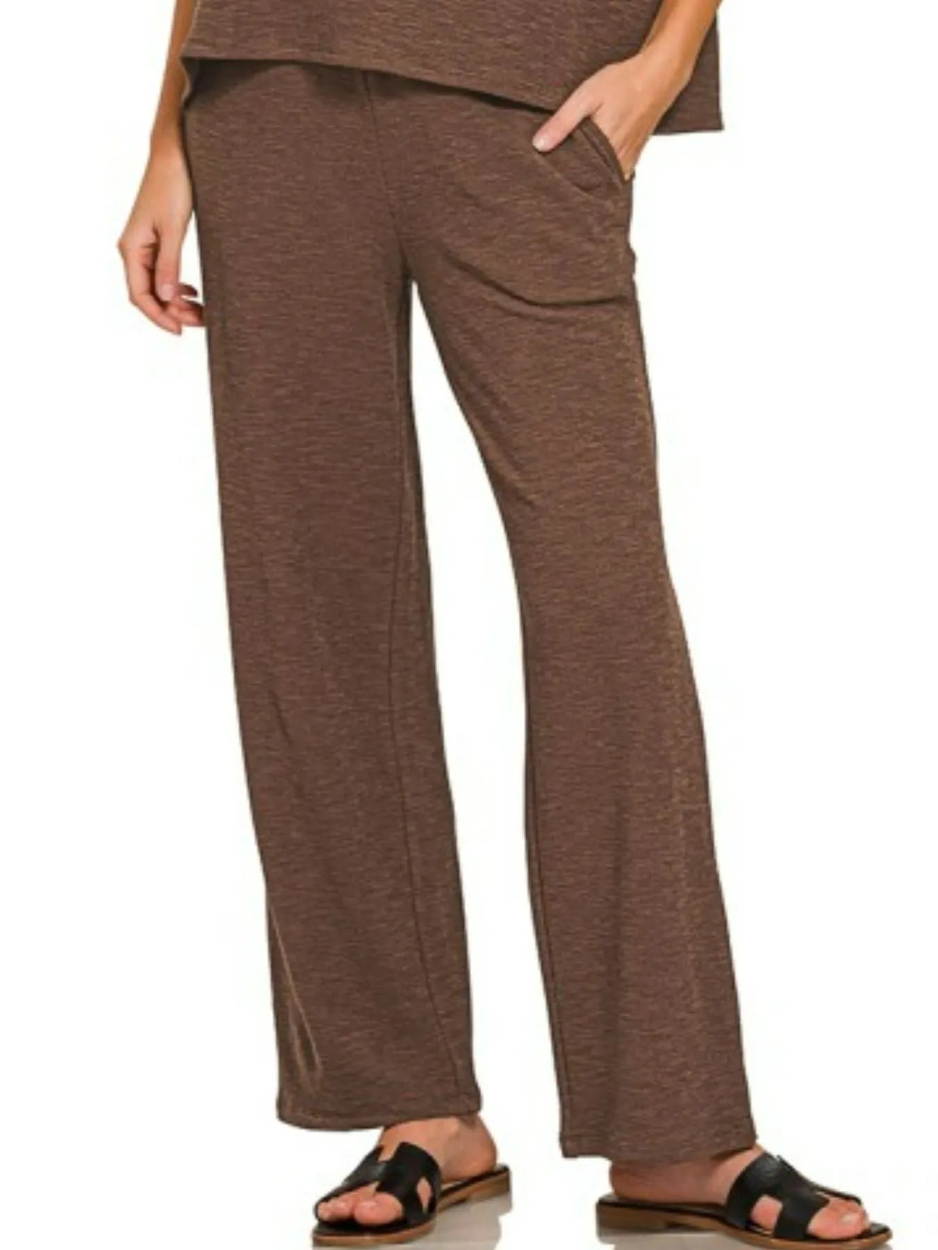 Zenana Slub Short Sleeve T-Shirt and Pants Set