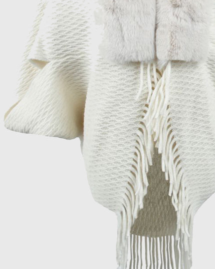 Open Front Fringe Hem Poncho